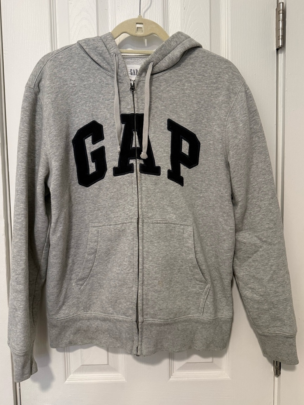 Vintage GAP Gray Zip-Up Hoodie with Black Lettering